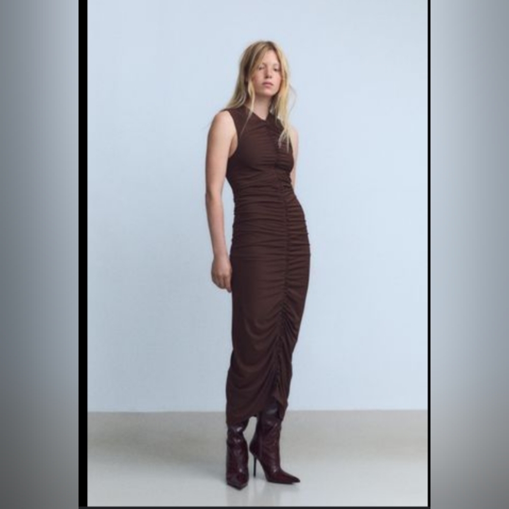 Zara Midi Dress With Céntre Ruffles